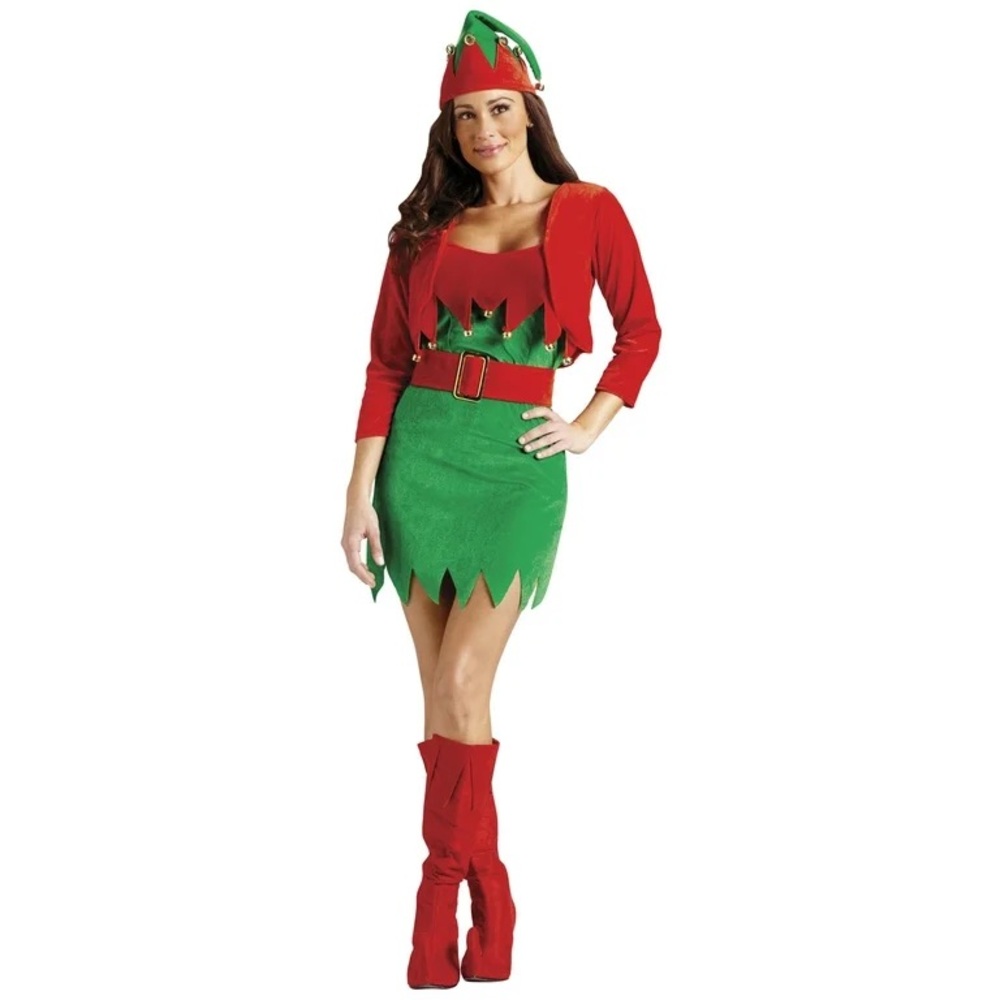Fun World Red and Green Elfalicious Elf Women Adult Christmas Costume - Medium